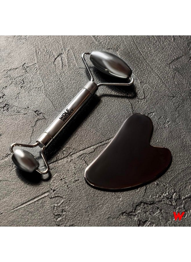 The Wolf Project Wolf Project Stainless Steel Face Roller Helps Reduce Face Puffiness Massage Face Neck And Eyes  - Image 2