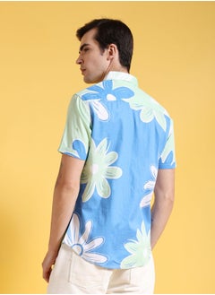 The Indian Garage Co Men Slim Fit Floral Printed Half Sleeves Cutaway Collar Casual Shirt  - Image 2