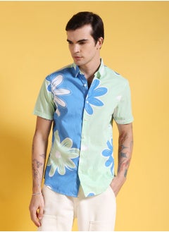 The Indian Garage Co Men Slim Fit Floral Printed Half Sleeves Cutaway Collar Casual Shirt  - Image 1