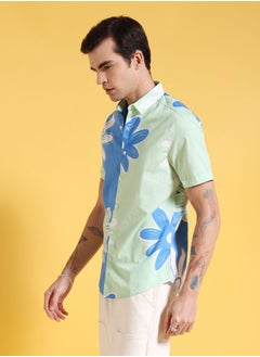The Indian Garage Co Men Slim Fit Floral Printed Half Sleeves Cutaway Collar Casual Shirt  - Image 3