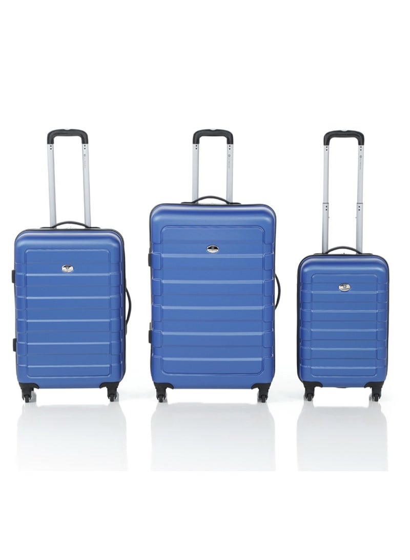 OUTBOUND 3-Piece Hardcase Spinner Luggage Set, Includes 20", 24", and 28" Luggage bags, Durable ABS Construction, Telescopic Handle - Blue - Image 1