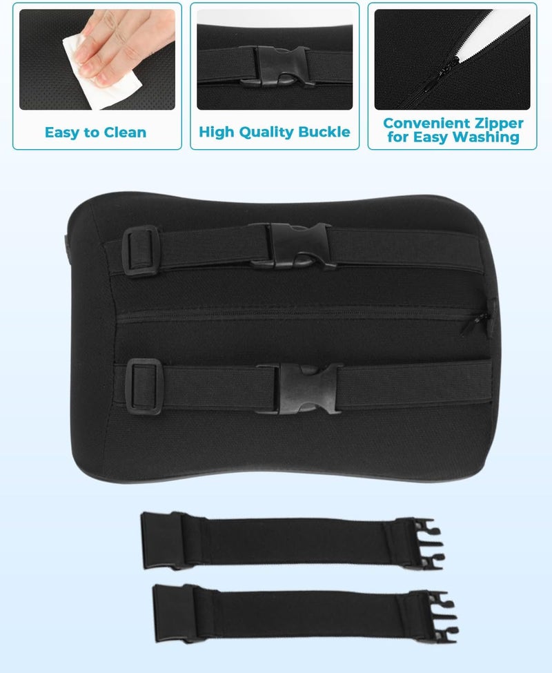 Aukee Memory Foam Car Neck Pillow - Soft Leather Headrest for Driving and Office Use - Black - Image 5