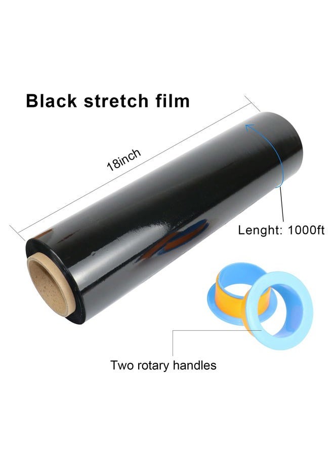 BOMEI PACK Black Stretch Wrap Industrial Strength with Plastic Handle 18" x 1000 Feet 80 Gauge 4 Pack, Black Shrink Wrap, Self-Adhering Black Plastic Wrap for Shipping, Moving - Image 3