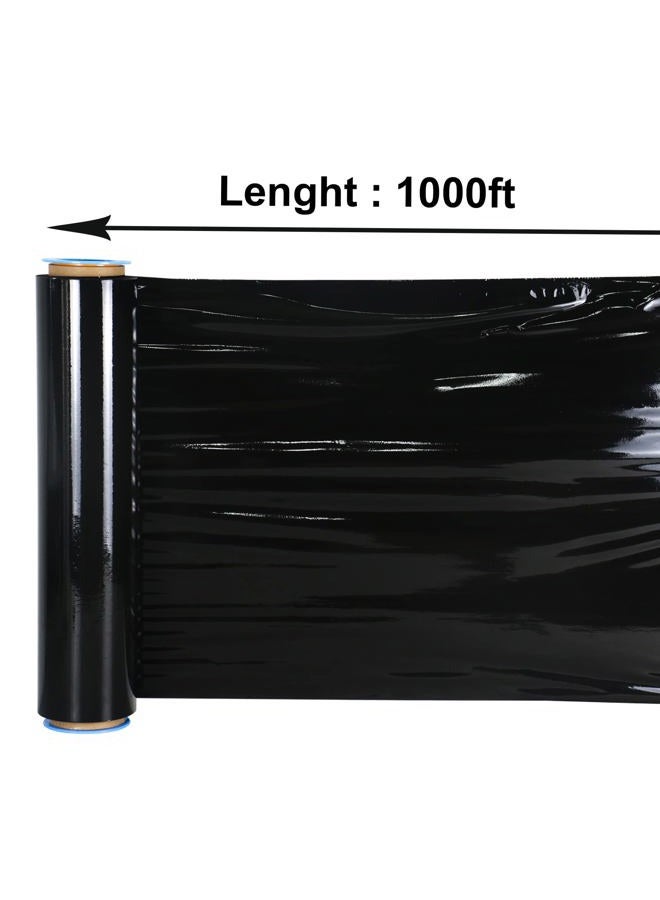 BOMEI PACK Black Stretch Wrap Industrial Strength with Plastic Handle 18" x 1000 Feet 80 Gauge 4 Pack, Black Shrink Wrap, Self-Adhering Black Plastic Wrap for Shipping, Moving - Image 4