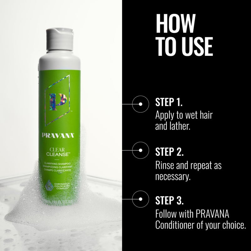 Pravana Clear Cleanse Mineral Diminishing Shampoo | For Clarifying Color-Treated Hair | Instantly Removes Hard Water Deposits | Hydrates, Energizes, Volumizes | Eliminates Discoloration | 10 Fl Oz - Image 4