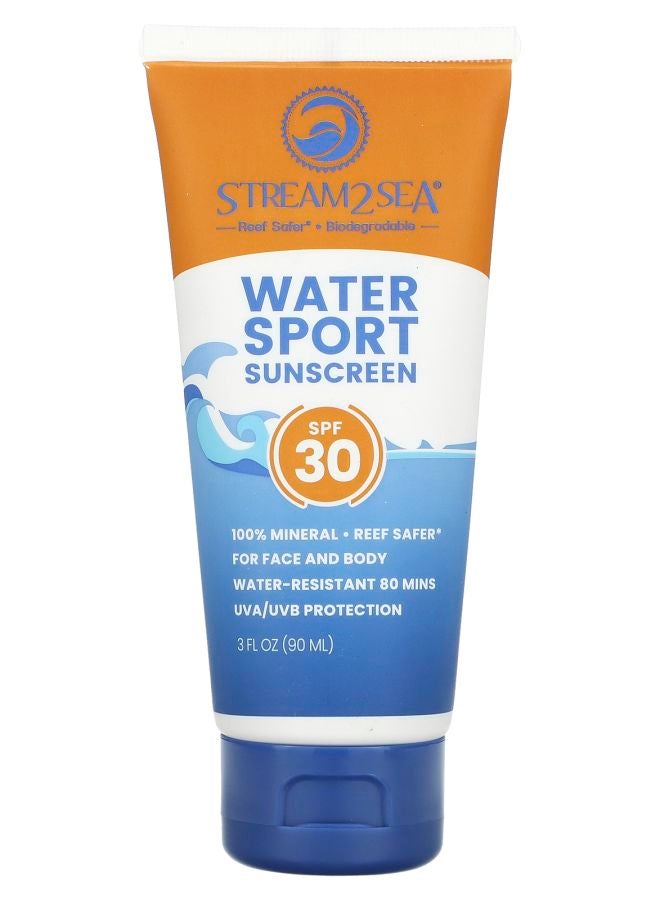 Stream2Sea Water Sport Sunscreen SPF 30 Fragrance Free 3 fl oz (90 ml)