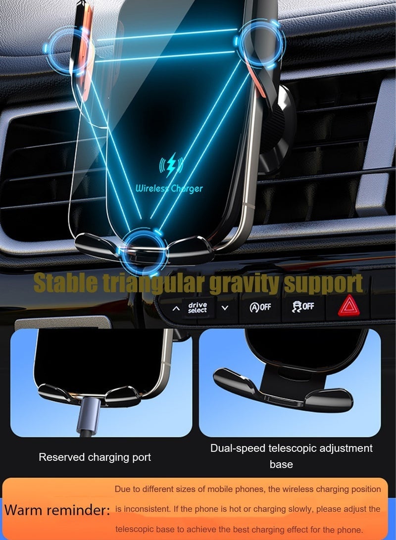 Car Mobile Holder 15W Fast Charging Car Phone Holder 2 in 1 Automatic Clamping Ultra-stable 360° Rotation Non-slip Suitable for Dashboard/Windshield/Air Vent Black - Image 3