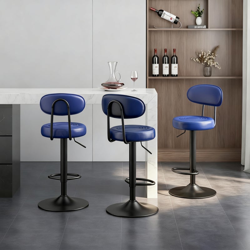 شاربدو كرسي بار 4PCS ، كرسي مستدير صغير عالي الظهر ، كرسي بار عالي قابل للتعديل مريح مع 360 درجة دوار مثالي للمطبخ المنزلي مقابل الطعام كرسي مساند القدم العالي - Image 3