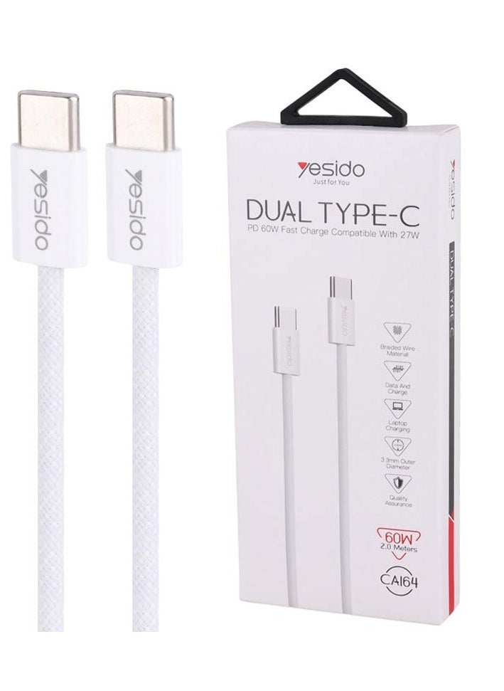 Yesido Yesido CA164 Fast Charging Type-C to Type-C Cable, PD 60W, 1M  - Image 1