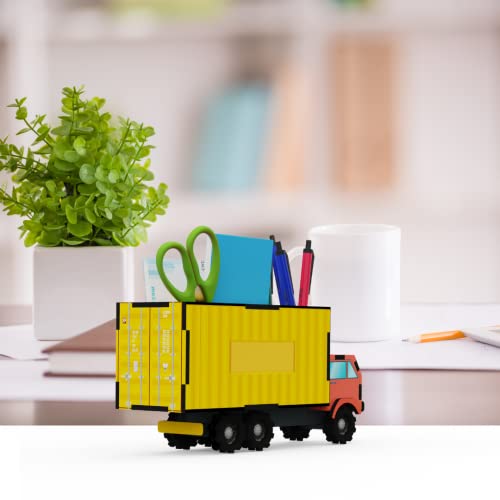 MakerTech Gifting Wooden Mini Truck Pen Stand | Pencil Holder | Desk Organizer | Gift for Men | Gift for Boys | New Office Gift | Unique Gift for Colleagues | Gift for Father | Gift for Friend | Gift for Boss | Gift for Teacher or Student | Gift for Kids | Stylish Home Decor Gift(Yellow & Red)) - Image 5