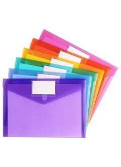 Tamaki 6 Pack Plastic Envelopes Poly Envelope Folder Clear Document Plastic File Folders Organization With Hook & Loop Closure Letter Size/A4 Size For School And Office Supplies In 6 Assorted Colors  - Image 1
