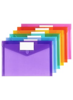 Tamaki 6 Pack Plastic Envelopes Poly Envelope Folder Clear Document Plastic File Folders Organization With Hook & Loop Closure Letter Size/A4 Size For School And Office Supplies In 6 Assorted Colors  - Image 2
