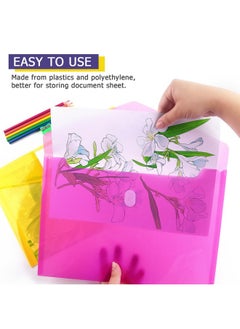 Tamaki 6 Pack Plastic Envelopes Poly Envelope Folder Clear Document Plastic File Folders Organization With Hook & Loop Closure Letter Size/A4 Size For School And Office Supplies In 6 Assorted Colors  - Image 5