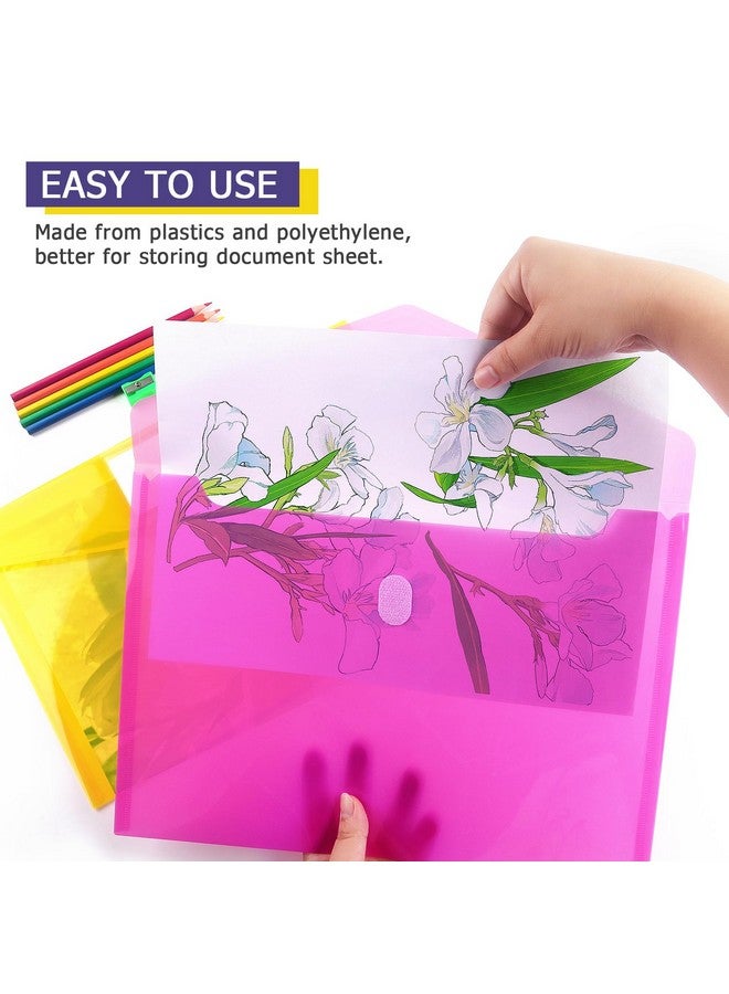 Tamaki 6 Pack Plastic Envelopes Poly Envelope Folder Clear Document Plastic File Folders Organization With Hook & Loop Closure Letter Size/A4 Size For School And Office Supplies In 6 Assorted Colors  - Image 5