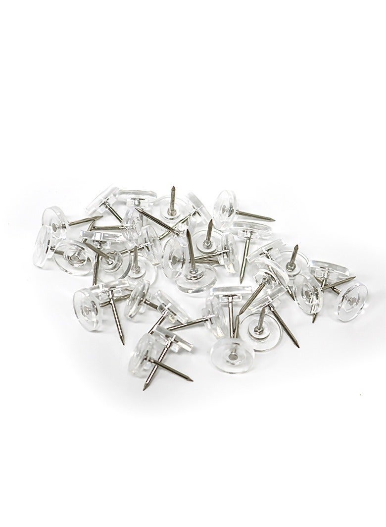 ١٠٠ دبوس تثبيت شفاف دائري | مشابك خرائط وصور وبوسترات | مناسب للمكتب، المدرسة والفصل الدراسي - Image 2