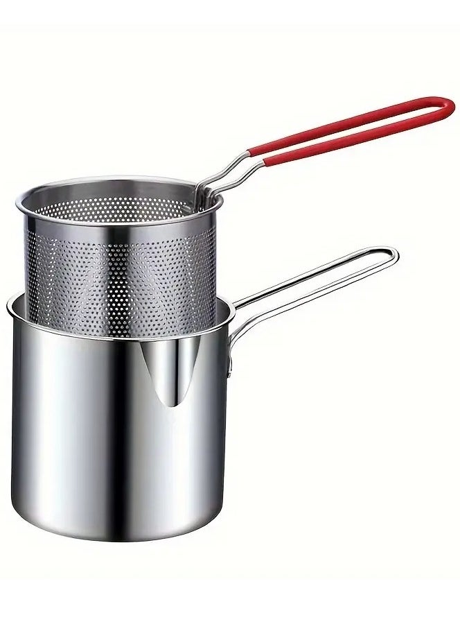 Generic Deep Fryer Pot,1.2L 304 Stainless Steel Japanese Style Fryer Pan With Oil Filter Mesh,Lid And Clip, Frying Pot for Tempura chips,Fries, Fish, and Chicken  - Image 4