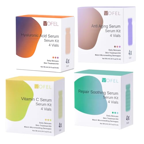 VOFEL Anti Aging Serum with Hyaluronic Acid Vitamin C Serum Facial Serum Ampoules 0.35 oz 4 Kits 16 Vials (4 kits gift box) - Image 1