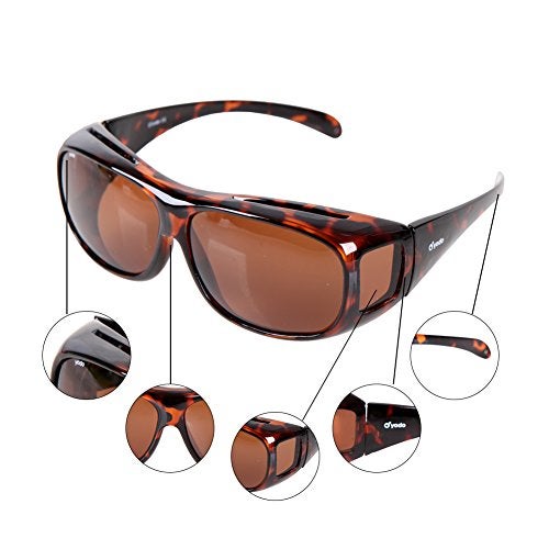 yodo Fit Over Glasses Sunglasses with Polarized Lenses for Men and Women, Leopard - Image 4