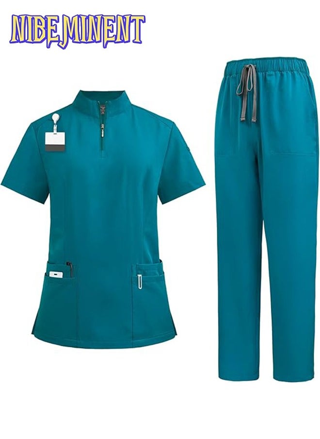 NIBEMINENT Womens Men Medical Scrubs Set Unisex Scrub Top and Scrub Pant Set Medical Uniform Scrubs Medical Uniform Set  - Image 1