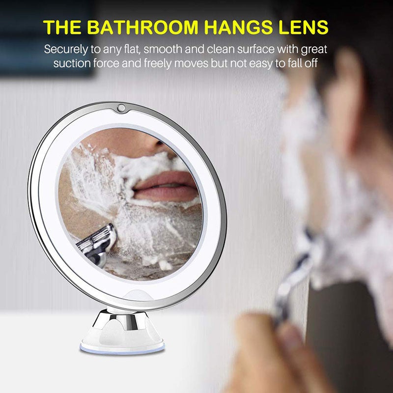 10X 10X Magnifying Led Fill-In Light Makeup Mirror Beauty Mirror With Light Mirror With Suction Cup Bathroom Mirror - Image 4