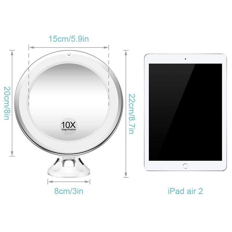 10X 10X Magnifying Led Fill-In Light Makeup Mirror Beauty Mirror With Light Mirror With Suction Cup Bathroom Mirror - Image 3