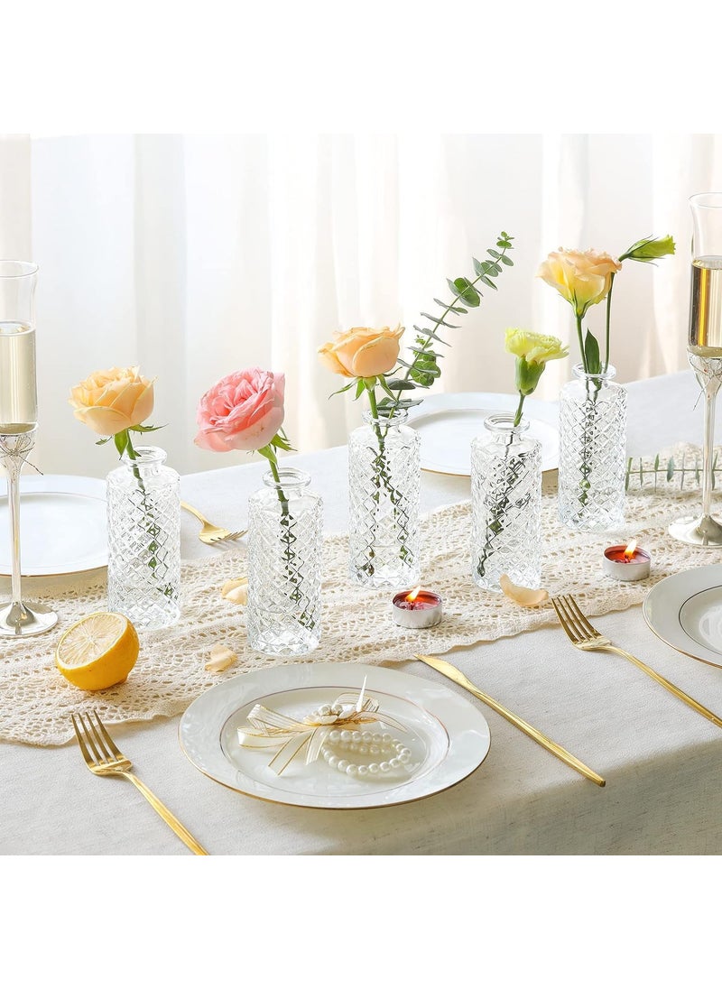 ComSaf ComSaf Glass Bud Vases Set of 12  Small Diamond Bud Vases in Bulk  Mini Flowers Vases for Centerpieces  Vintage Bottle for Table Decorations  Wedding Decor  Recepetion  Home  (Clear)  - Image 3