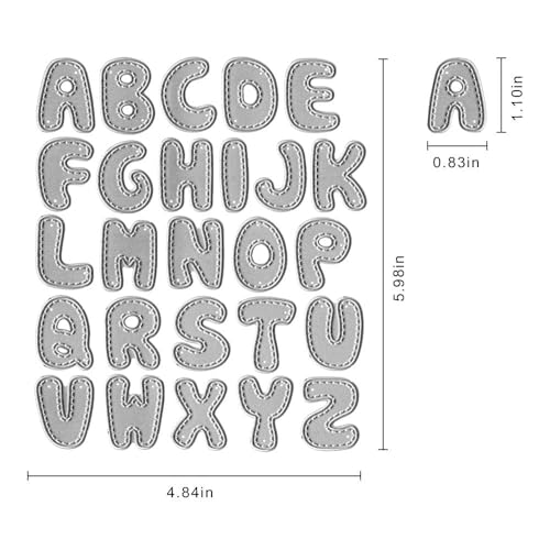 Hying Metal Dotted Line Capital 26 Alphabet Cutting Dies, Spelling Letters Die Cuts for Card Making Stencil Embossing Tool Scrapbooking DIY Etched Craft Dies - Image 2
