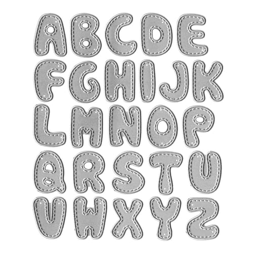Hying Metal Dotted Line Capital 26 Alphabet Cutting Dies, Spelling Letters Die Cuts for Card Making Stencil Embossing Tool Scrapbooking DIY Etched Craft Dies - Image 1