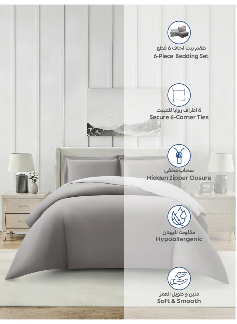 Donetella KING (200x200 cm) Solid Duvet Cover Set, Fits 200 × 200 cm Bed, King Size 6-Piece Set, Brushed Microfiber Without Filler  | Best Price UAE