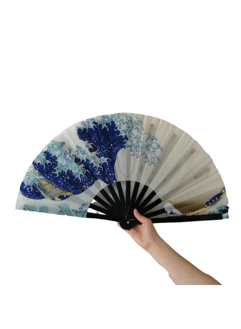 عام كسر الخيزران مروحة الأشعة فوق البنفسجية الأشعة فوق البنفسجية الغراب للطي الصينية الرجعية الخيزران الحرير مروحة الطرف الرقص الديكور هدية أداء الطفل هدية - Image 2