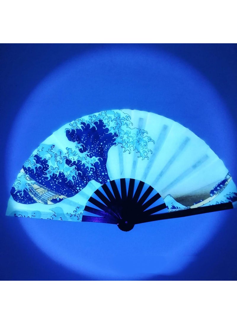 عام كسر الخيزران مروحة الأشعة فوق البنفسجية الأشعة فوق البنفسجية الغراب للطي الصينية الرجعية الخيزران الحرير مروحة الطرف الرقص الديكور هدية أداء الطفل هدية - Image 1