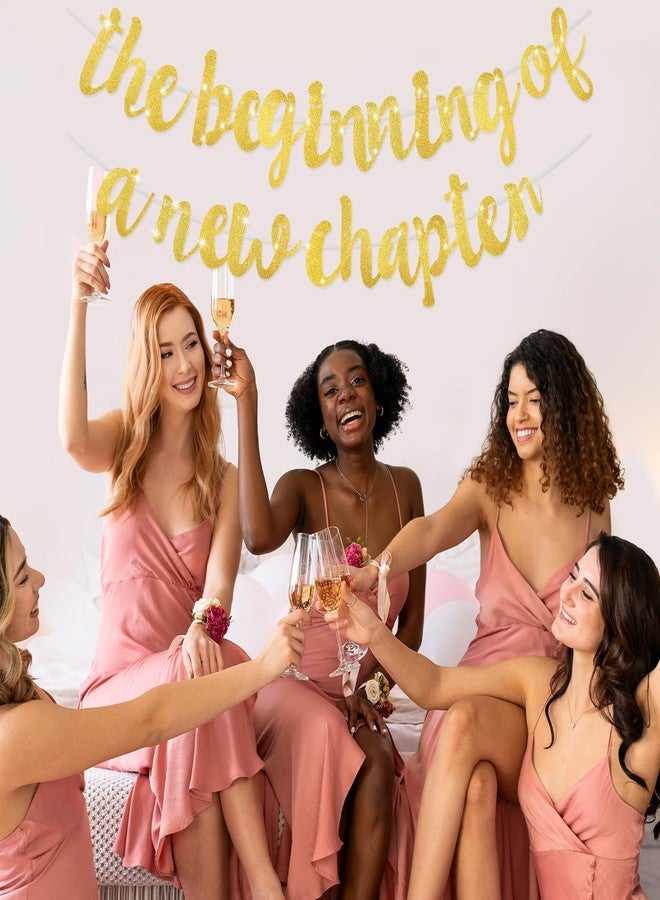 DOPENSPI The Beginning of A New Chapter Banner, Glitter Farewell Going Away Divorce Retirement House Warming News Job Party Decorations Banner Decoration Waiting to Exhale Party Decorations(Gold) - Image 4