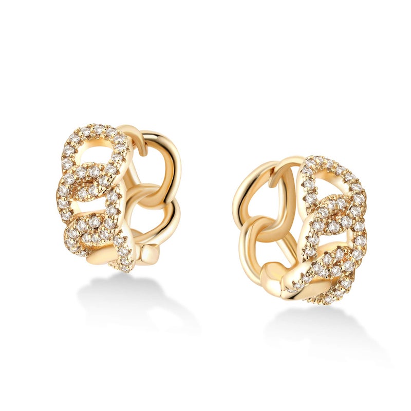 VACRONA Cubic Zirconia Huggie Earrings 14k Gold Plated Tiny Chain Earrings Small Huggie Hoop Earrings Simple Lightweight Hoops Gift for Women - Image 1