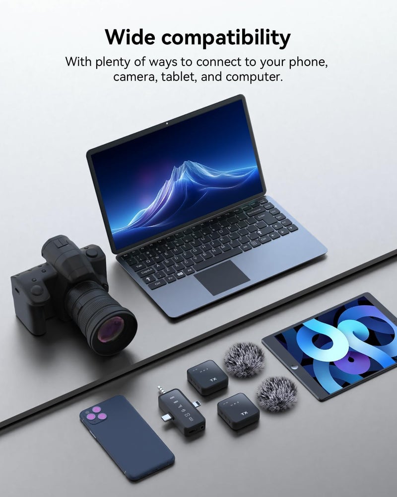 Bietrun Wireless Microphone for iPhone, iPad, Android(Lightning/USB C), Dual Microphones 20 H Battery Life, Mini Microphone, Cordless Double Mics for Video Recording, YouTube, TikTok, 164FT (BIT49) - Image 3