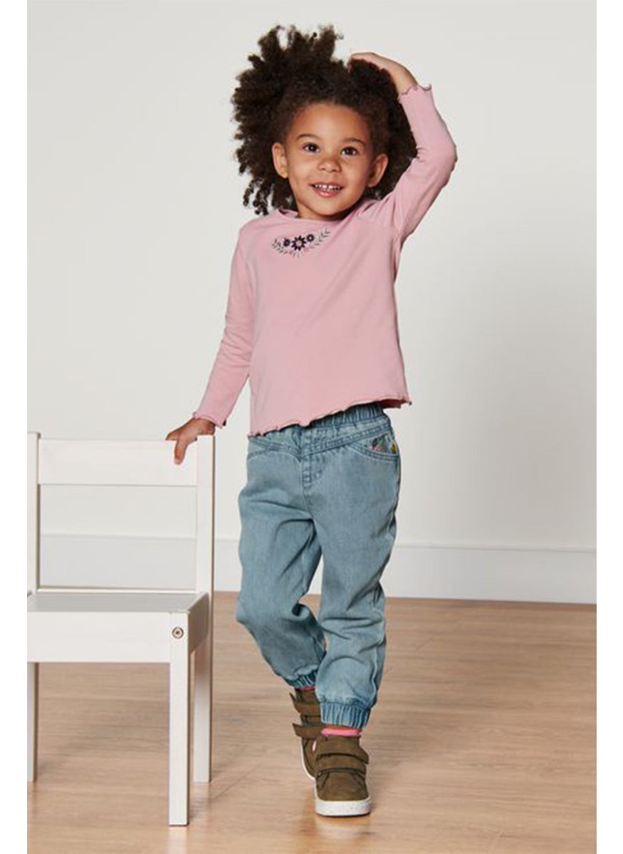 Tchibo Kids Girl Front Pocket Washed Jeans, Light Blue  - Image 1