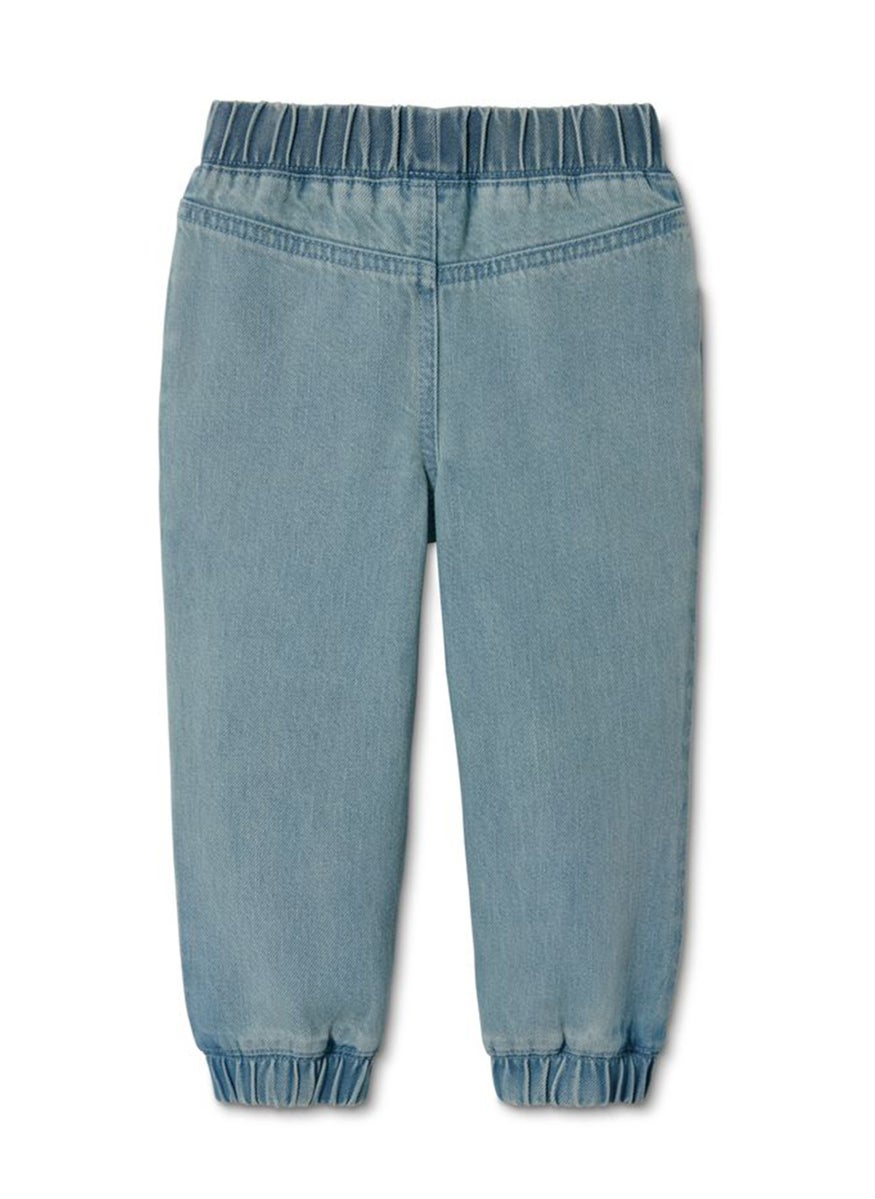 Tchibo Kids Girl Front Pocket Washed Jeans, Light Blue  - Image 3