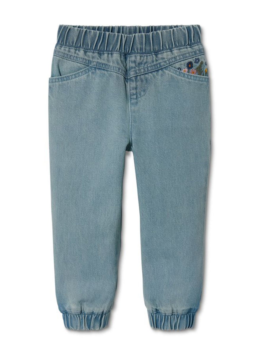 Tchibo Kids Girl Front Pocket Washed Jeans, Light Blue  - Image 2