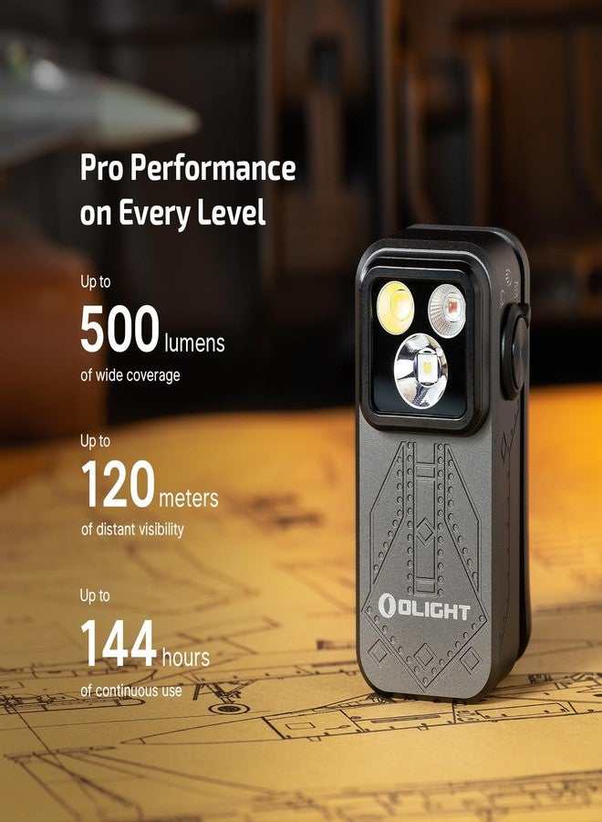 OLIGHT Oclip Pro EDC Flashlight Clip-on Light, Rechargeable 500 Lumens with Three Lighting Solutions Type-C Charging, Magnetic Flash Lights for Outdoor or Indoor Use(Phantom Squadron) - Image 3