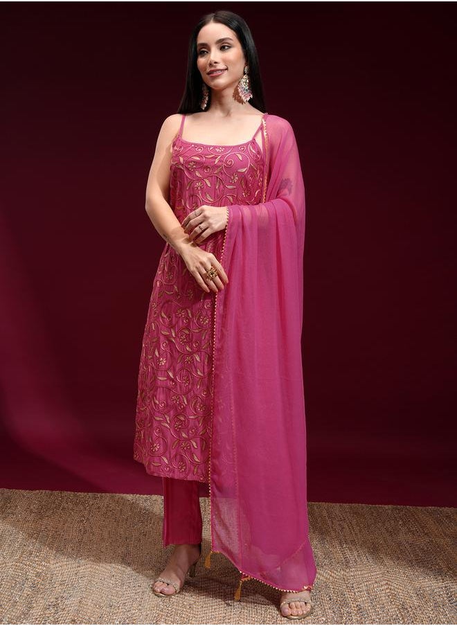 Vishudh - Women Red Embroidered Kurta Set by Styli - Image 1