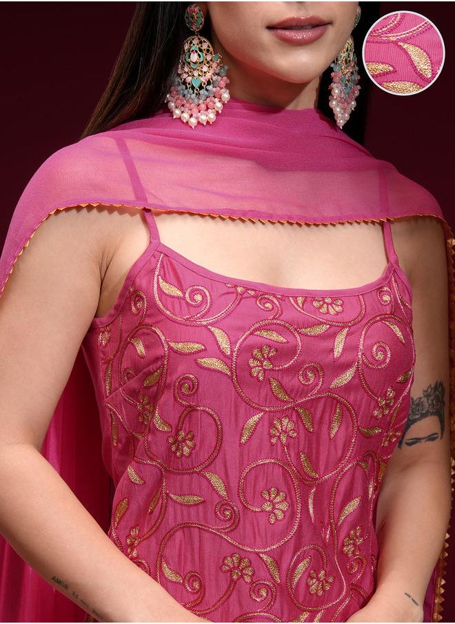 Vishudh - Women Red Embroidered Kurta Set by Styli - Image 1