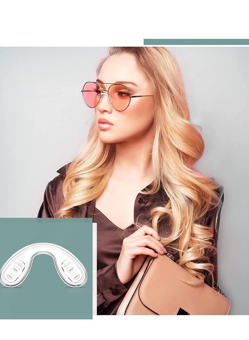 SYOSI 24 قطعة من وسادات أنف النظارات على شكل حرف U مع حزام تثبيت وسادات الأنف من السيليكون 3 مقاسات 42 مم و32 مم و28 مم وأداة تثبيت شفافة مضادة للانزلاق للأطفال والكبار - Image 3