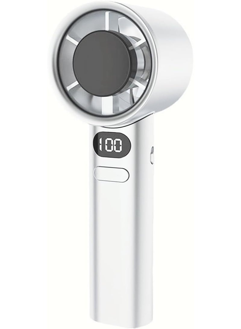 ترينفي مروحة توربو محمولة باليد، مروحة جيب شخصية صغيرة تعمل بالبطارية قابلة لإعادة الشحن عبر USB بقوة 2000 مللي أمبير في الساعة مع 120 سرعة متغيرة بلا حدود، مروحة صغيرة محمولة، مروحة قوية محمولة باليد للسفر، للبالغين والأطفال (أبيض) - Image 1