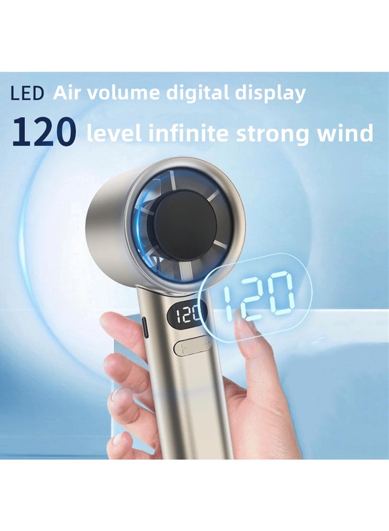 ترينفي مروحة توربو محمولة باليد، مروحة جيب شخصية صغيرة تعمل بالبطارية قابلة لإعادة الشحن عبر USB بقوة 2000 مللي أمبير في الساعة مع 120 سرعة متغيرة بلا حدود، مروحة صغيرة محمولة، مروحة قوية محمولة باليد للسفر، للبالغين والأطفال (أبيض) - Image 2