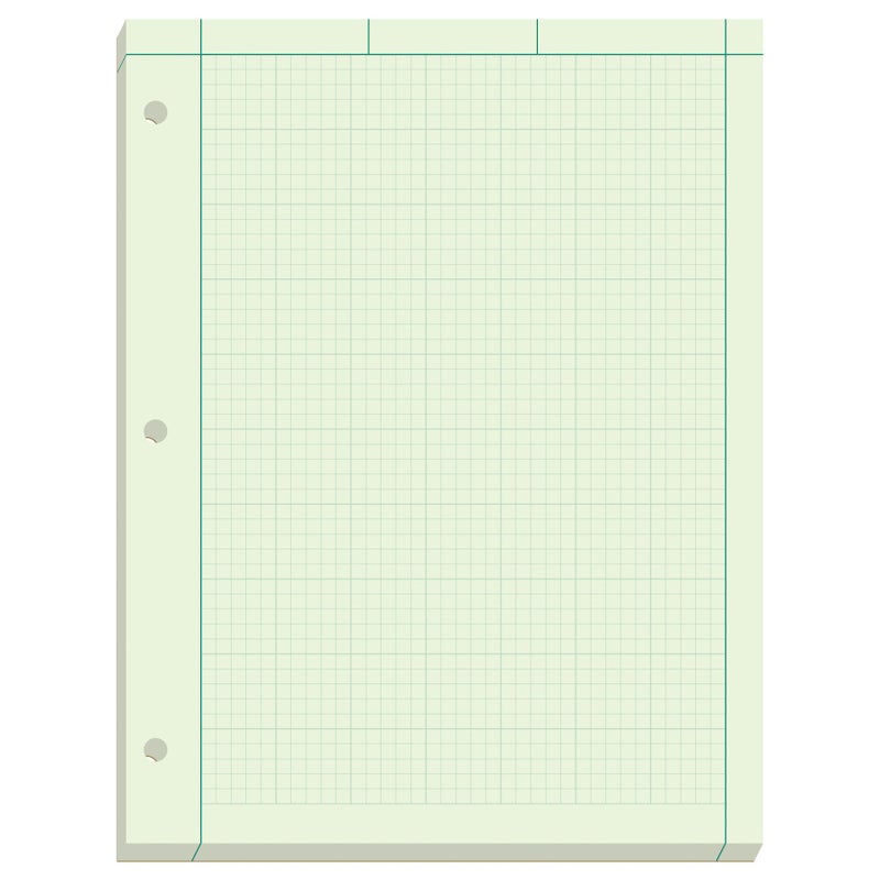 Ampad Engineer Pad 5 Squares per Inch 85 x 11 200 Sheet Pad Green 22144