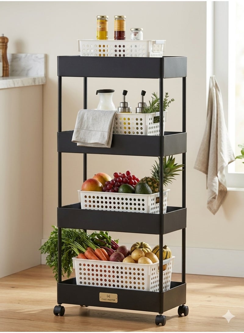 Multi Tier Rolling Trolley Cart Kitchen Storage Organizer - Image 5