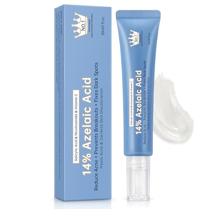 mopayzer Azelaic Acid 14% Acne Cream for Redness Relief, Dark Spots, Facial Serum with Niacinamide & Vitamin C Prevent Acne Breakouts, Azelaic Acid Serum for Balance Excess Sebum & Soothe Irritation, 1 Oz. - Image 1
