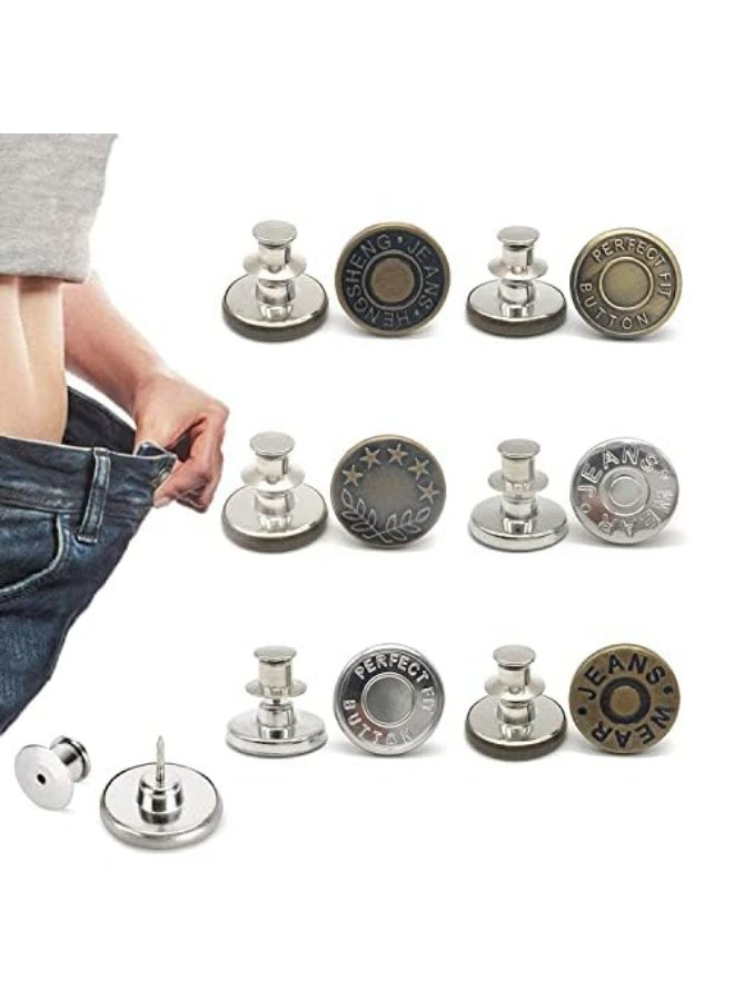 12 Pcs Buttons for Jeans,Adjustable Jean Button Pins,Pant Waist Tightener,No Sew and No Tools Instant Jean Button Pins for Pants, Simple Installation, Reusable and Adjustable - Image 2