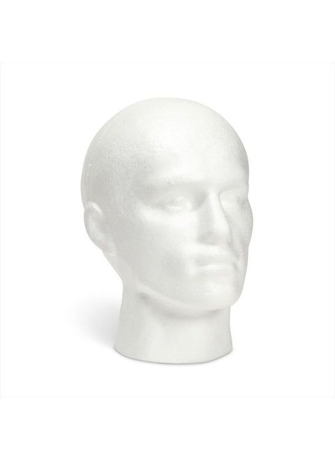 Male Head Form, Foam Mannequin Display for Hats, Wigs, Masks, Caps, Jewelry, Foam Head for Cosplay, DIY, Arts and Crafts Projects, Retail Storefronts (White, 9x11 in)