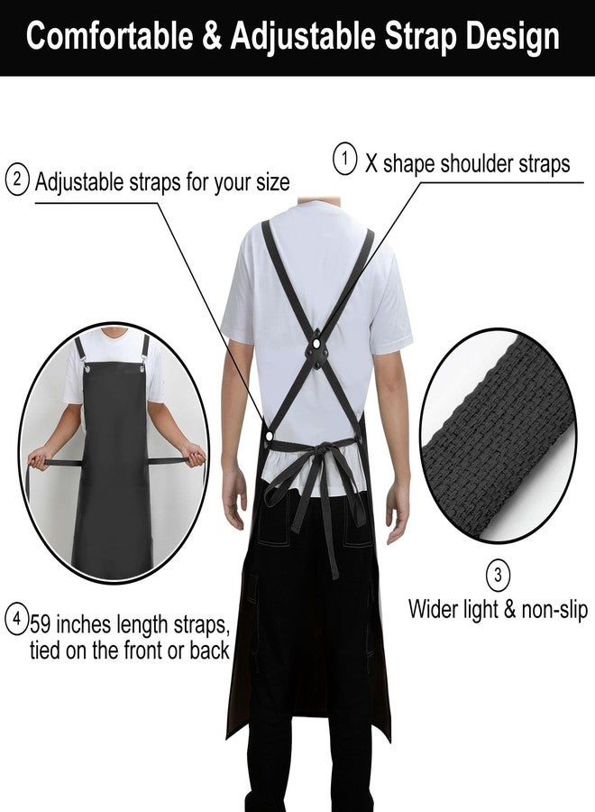 SHEOMERN Waterproof Rubber Apron, 48" XL Anti-Tear Heavy Duty Vinyl Adjustable Thicker Cross Back for Restaurant Dishwashing, Butcher, Lab Work, Dog Grooming - Black - Image 5