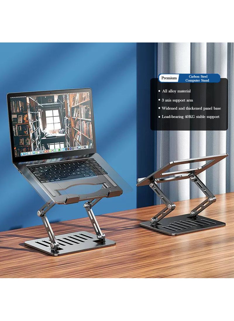 Rock Pow - Foldable Laptop Stand for Desk Adjustable Height Ergonomic Computer Stand Aluminum Portable Laptop Stands Holder Riser for MacBook Air Pro All 10-16" Notebooks Laptops - Image 1